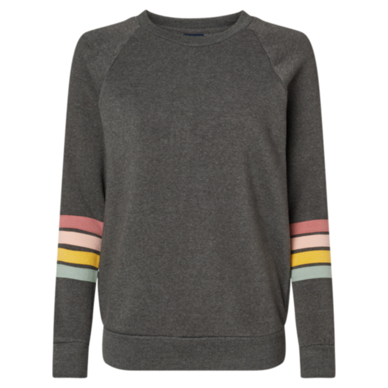 Women's Striped Sleeves Crewneck Sweatshirt Thumbnail
