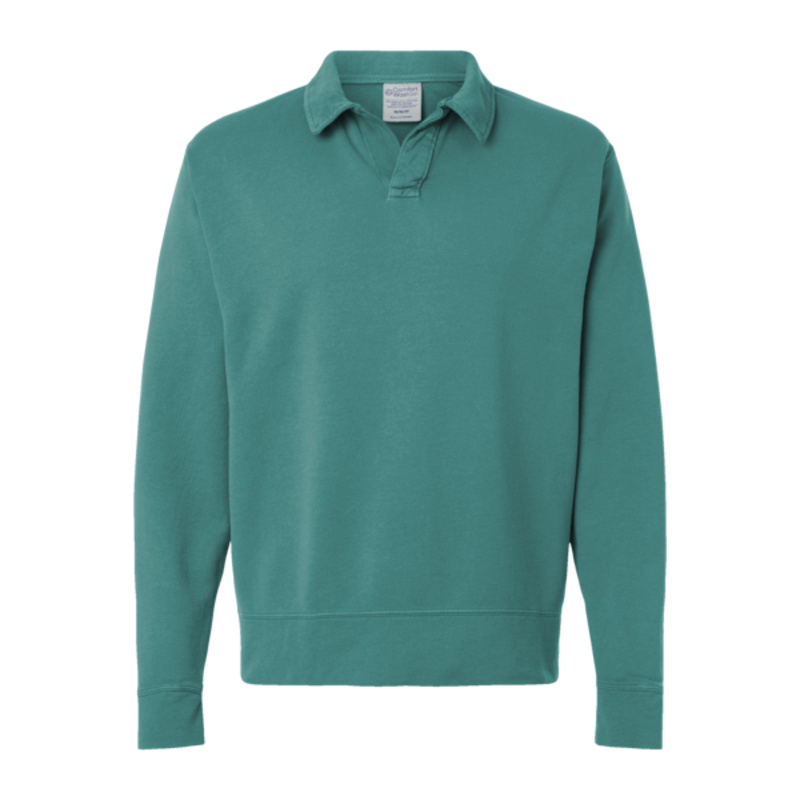Unisex Garment-Dyed Polo Collar Sweatshirt Thumbnail
