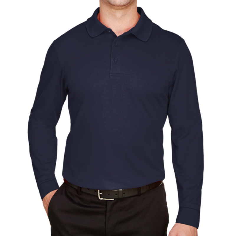 Men's CrownLux Performance® Plaited Long Sleeve Polo Thumbnail
