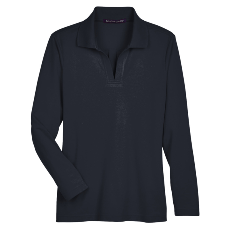 Women's CrownLux Performance® Plaited Long Sleeve Polo Thumbnail