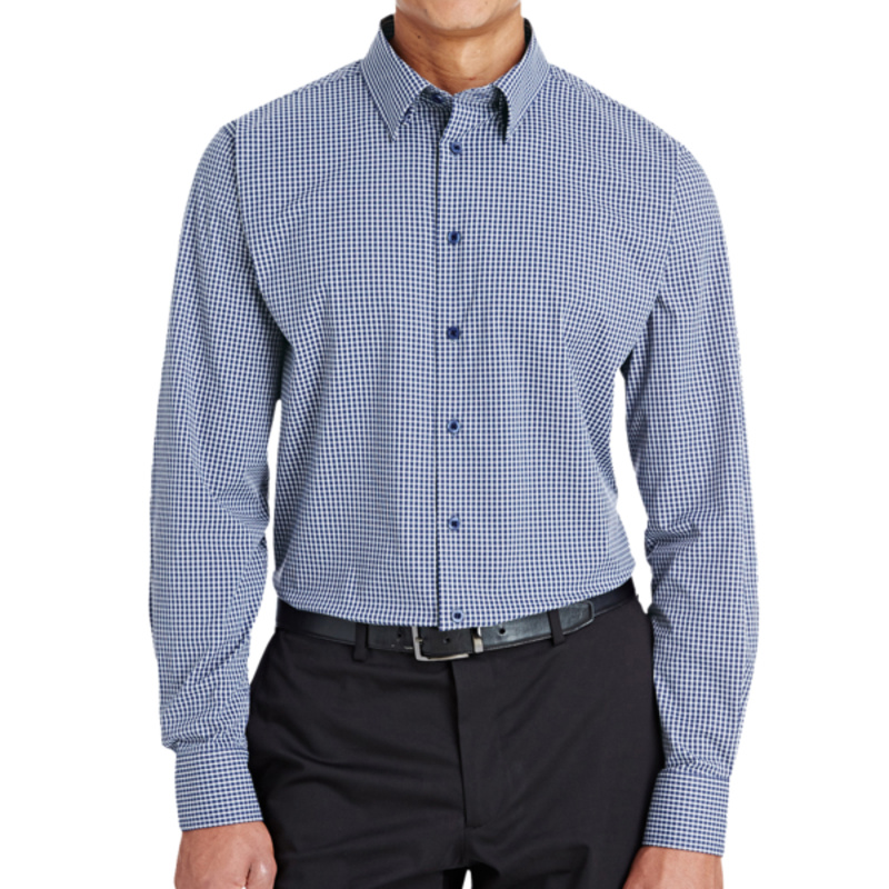 Men's CrownLux Performance® Tonal Mini Check Woven Dress Shirt Thumbnail