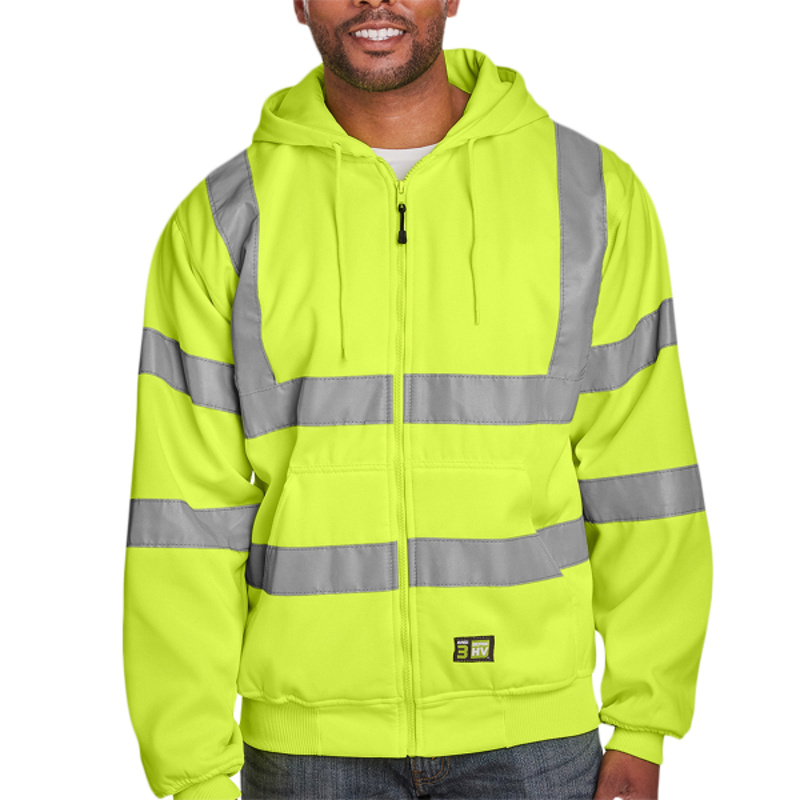Men's Berne Hi-Vis Class 3 Lined Hooded Sweatshirt Thumbnail