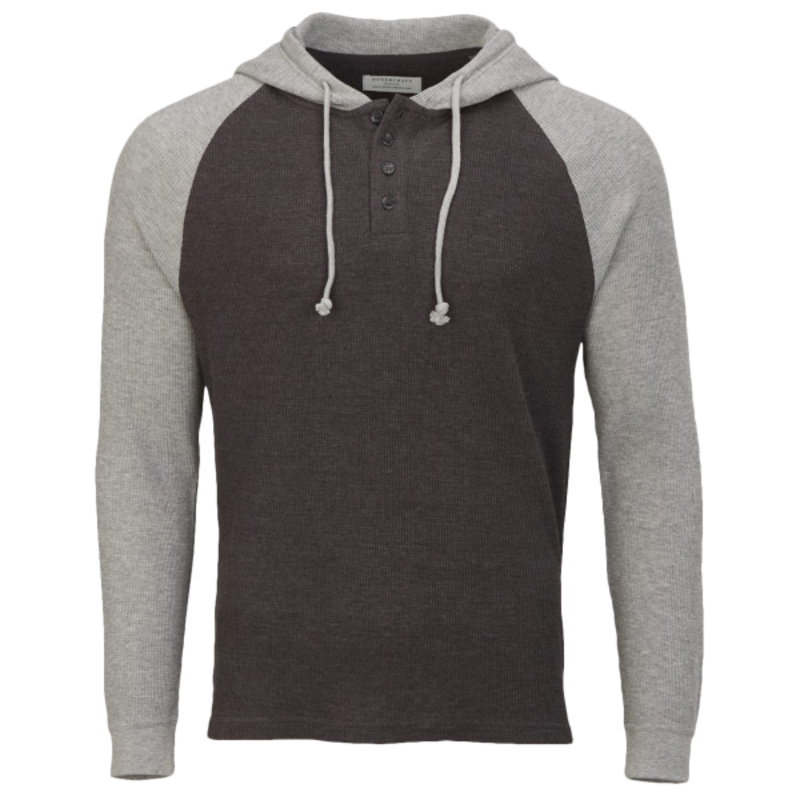 Unisex Waffle Knit Pullover Hooded Long Sleeve T-Shirt Thumbnail