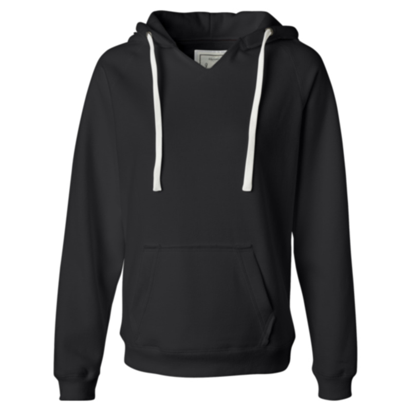 Women's Sueded V-Neck Hooded Sweatshirt Thumbnail