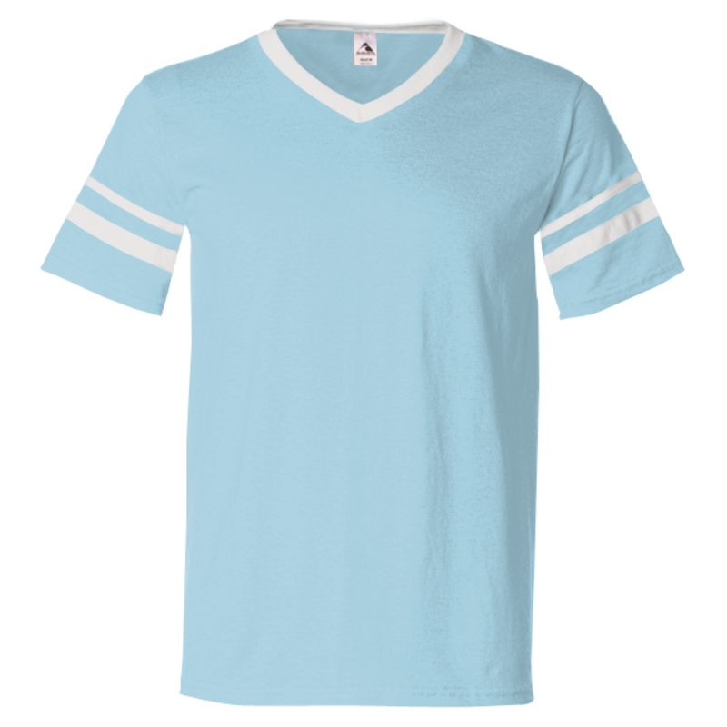 V-Neck Jersey with Striped Sleeves Thumbnail