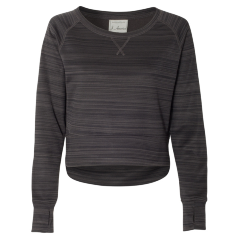 Women's Odyssey Striped Performance Fleece Hi-Low Crewneck Sweatshirt Thumbnail