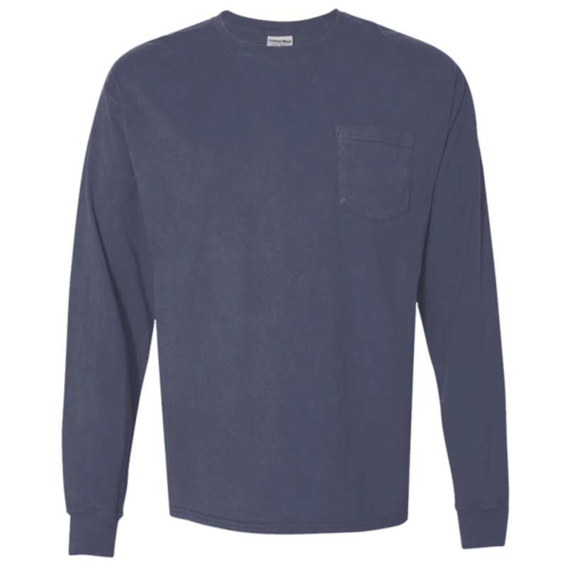 Unisex Garment-Dyed Long Sleeve T-Shirt With a Pocket Thumbnail