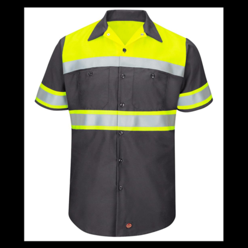 Men's Tall Hi-Visibility Colorblock Ripstop Short Sleeve Work Shirt Thumbnail