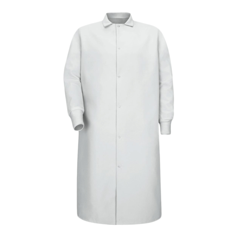 Unisex Gripper-Front Pocketless Butcher Coat With Knit Cuffs Thumbnail
