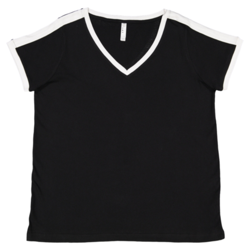 Women's Curvy Retro Ringer Premium Jersey V-Neck Tee Thumbnail