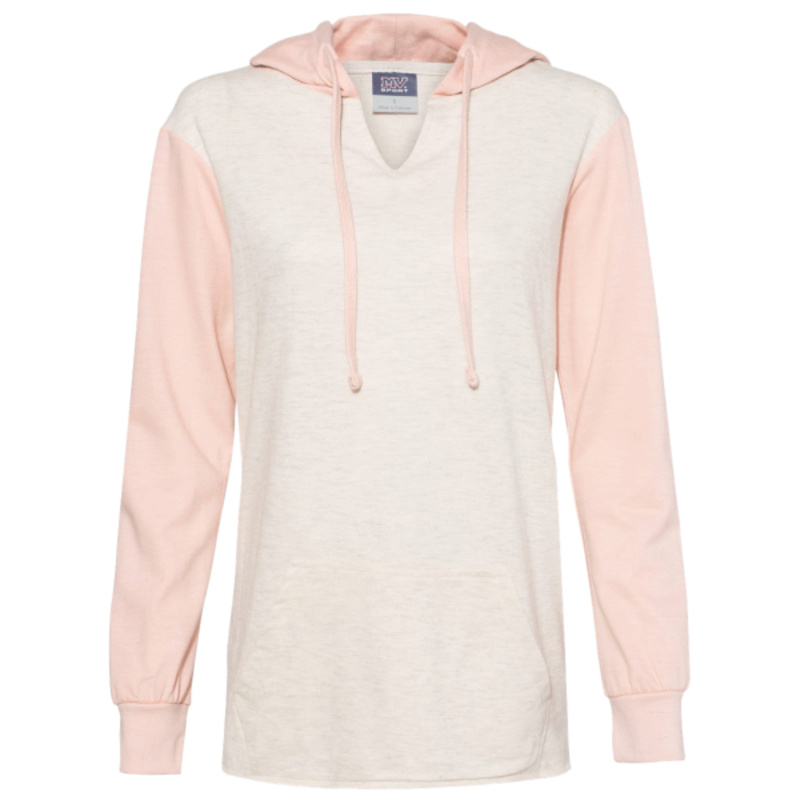 Women’s French Terry Hooded Pullover with Colorblocked Sleeves Thumbnail