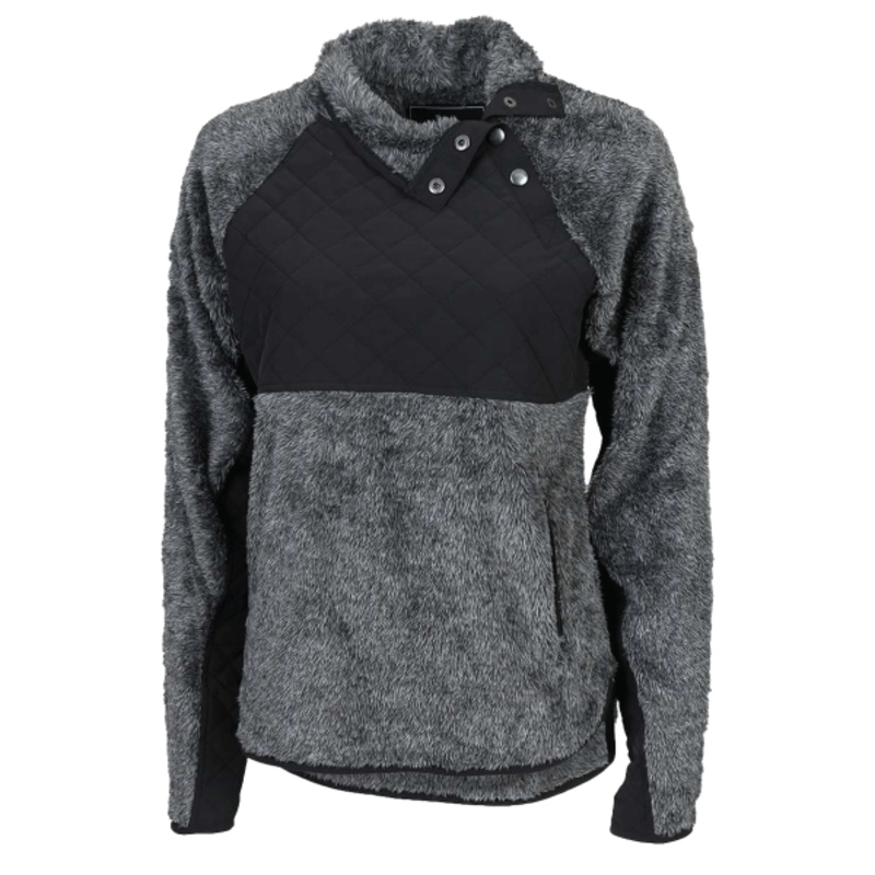 Women's Quilted Fuzzy Fleece Snap PlacketPullover Thumbnail