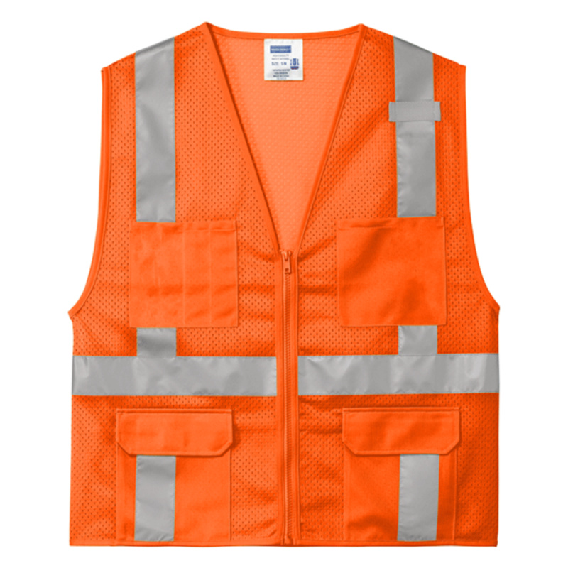 Ansi 107 Class 2 Mesh Six Pocket Zippered Vest Thumbnail